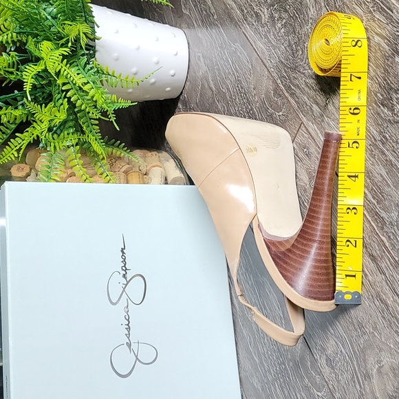 Jessica Simpson French Nude Peep Toe Slingback Stiletto Heel Size 10 - Picture 3 of 13